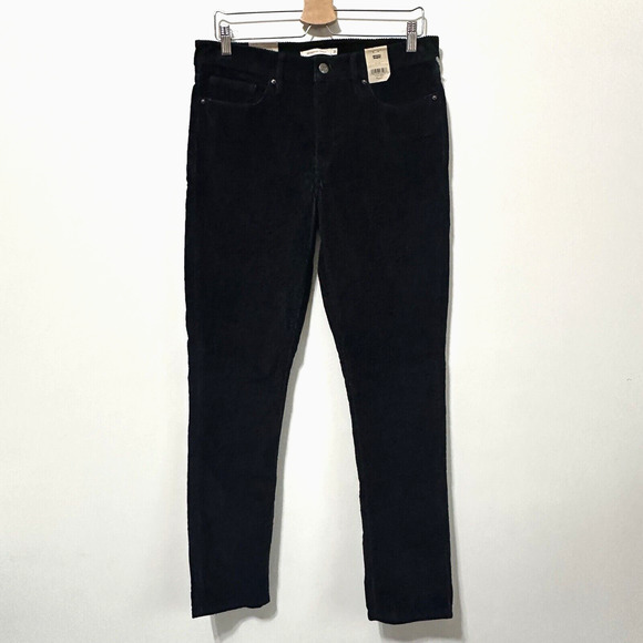 Levis 311 Shaping Skinny Corduroy Pure Black Pants 31 x 30 Mid Rise Casual NEW - Picture 1 of 8